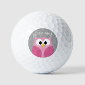 Balles De Golf Chouette de dessin mignonne - Nom personnalisé ros (Recto)