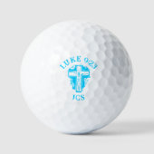 Balles De Golf Christian Cross Rustic Monogramme Verse Bleu (Recto)