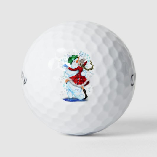 Balles De Golf Christmas Golf Balls Cadeau Snowman et Fille Danse (Devant)