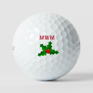 Balles De Golf Christmas Holly Monogram Golf Ball