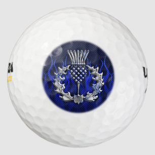 Balles De Golf Chrome sur le chardon d'écossais d'impression de