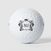 Balles De Golf Cimier noir couronne royale Monogramme (Devant)