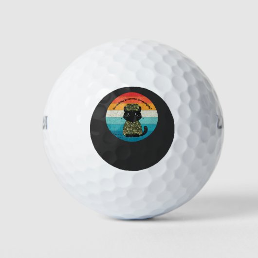 Balles De Golf Citation Rétro Chat Heureux – Routine & Amour (Devant)