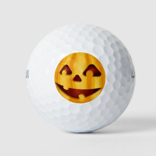 Balles De Golf Citrouille sculpté souriant design Halloween (Devant)