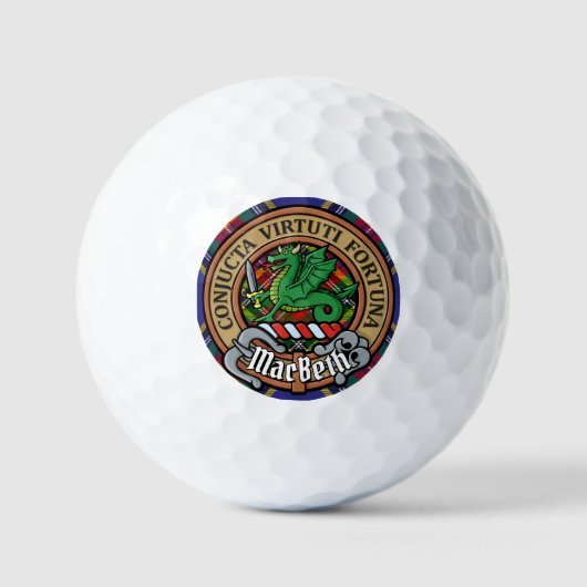 Balles De Golf Clan MacBeth Crest sur Tartan (Recto)