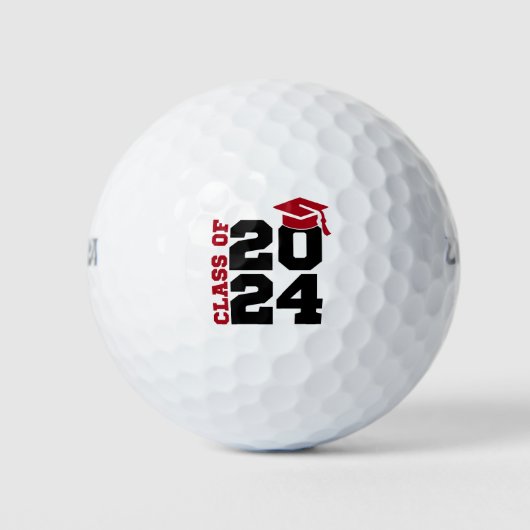Balles De Golf Classe d'études de 2024 Rouge et Noir (Devant)