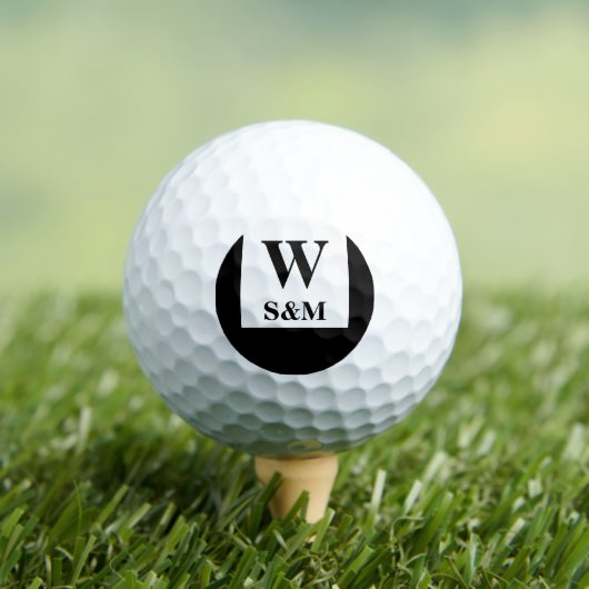 Balles De Golf Classic Black Wedding Monogram (T-shirt Insitu)
