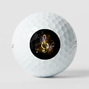 Balles De Golf Clé de Sol Musicale en Or