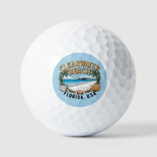 Balles De Golf Clearwater Beach Retro Vignette (Recto)