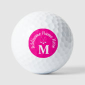 Balles De Golf Club de golf blanc rose chaud Monogramme (Recto)
