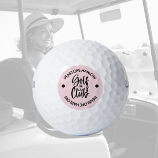 Balles De Golf Club de golf moderne personnalisé Nom Blush Pink