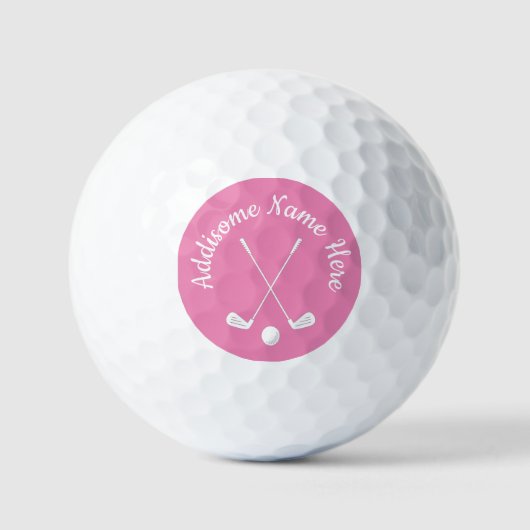 Balles De Golf Club de golf rose blanc Monogramme Dames Golf B (Recto)