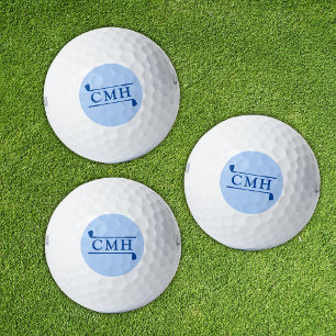 Balles De Golf Clubs de golf monogrammés moderne élégant bleu gra