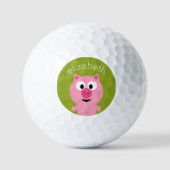 Balles De Golf Cochon de ferme en caricatures - rose et vert citr (Recto)