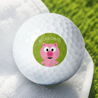 Balles De Golf Cochon de ferme en caricatures - rose et vert citr