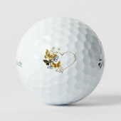 Balles De Golf Coeur aux papillons d'or (Recto)