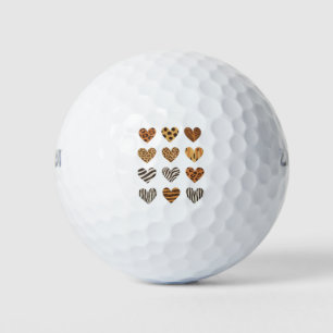 Balles De Golf Cœur d'amour Léopard Mignon Saint-Valentin 
