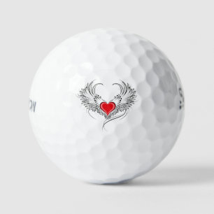 Balles De Golf Cœur d'ange rouge avec ailes