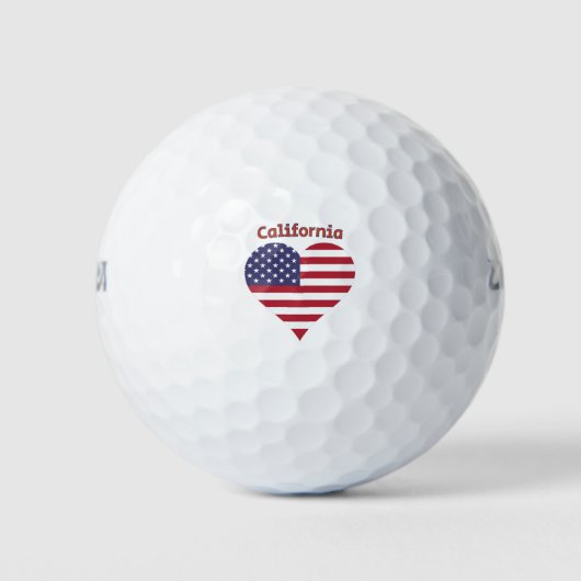 Balles De Golf Coeur du drapeau américain de Californie (Devant)
