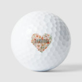 Balles De Golf Cœur floral à la menthe pêche romantique (Recto)