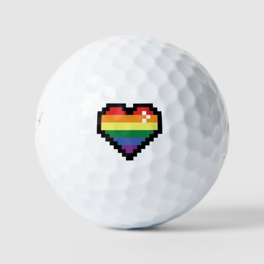 Balles De Golf Coeur Rainbow Pixel (Devant)