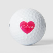 Balles De Golf Coeur rose clair mignon Personnalisé (Devant)
