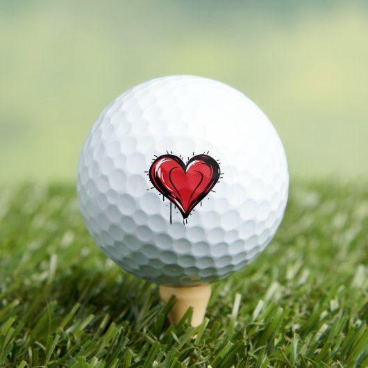 Balles De Golf Cœur Rouge - (T-shirt Insitu)
