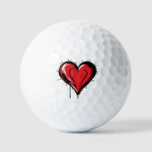 Balles De Golf Cœur Rouge - (Recto)
