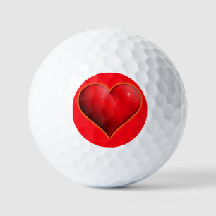 Balles De Golf Coeur rouge 3-D brillant