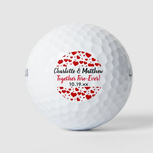 Balles De Golf Coeurs Aimer Rouge Noir Typographie Mignonne Favor (Devant)