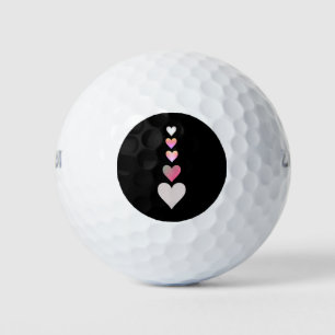 Balles De Golf Coeurs Motif noir rose gris mou jolie