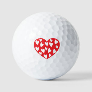 Balles De Golf Coeurs rouges avec petits coeurs