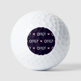 Balles De Golf Coeurs, texte OMG, motif mignon