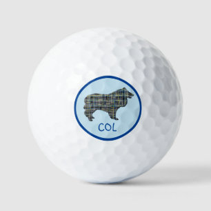 Balles De Golf Collie Rough Chien Silhouette Monogramme Grille Bl