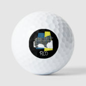 Balles De Golf Collie Rough Cute Dog Silhouette Mono TriGrid (Recto)
