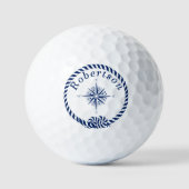 Balles De Golf Compas côtier nautique Nom Marine Blue Golf Balls (Recto)