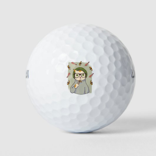 Balles De Golf Conception de chat gourmet amateur de sushi (Devant)