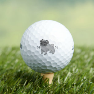 Balles De Golf Conception de chien de Carlin gris personnalisée