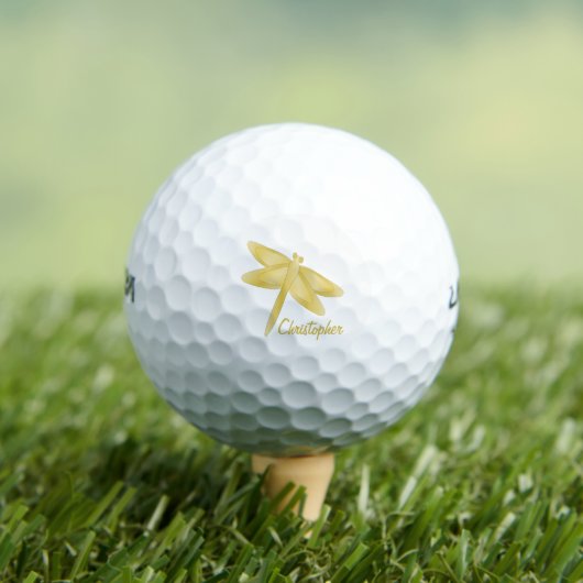 Balles De Golf Conception Libellule Dorée (T-shirt Insitu)
