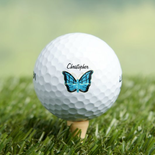 Balles De Golf Conception Papillon Bleu (T-shirt Insitu)