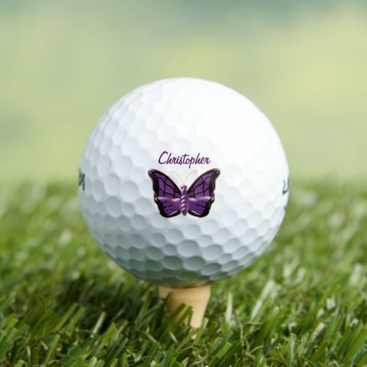 Balles De Golf Conception Papillon Violet (T-shirt Insitu)