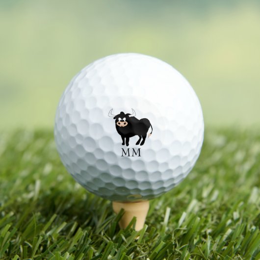 Balles De Golf Conception Taureau Noir Monogrammé (T-shirt Insitu)