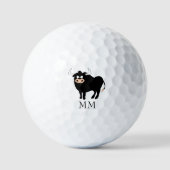 Balles De Golf Conception Taureau Noir Monogrammé (Recto)