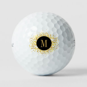 Balles De Golf Confetti Monogram Gold Foil Black ID445