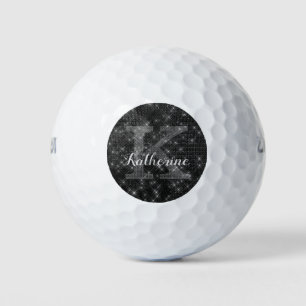 Balles De Golf Cool de l'éperlan noir de la fille Nom du monogram