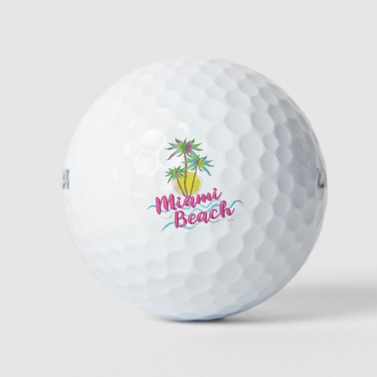 Balles De Golf Cool Pink-Miami-Beach-Floride Graphisme (Devant)