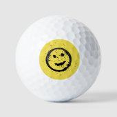 Balles De Golf Cool Sardé Joyeux visage souriant jaune (Recto)