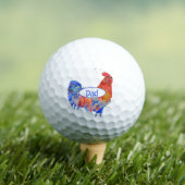 Balles De Golf Coq Rouge Poulet Peinture Aquarelle Bleue Papa (T-shirt Insitu)