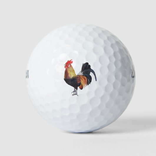Balles De Golf Coq sur blanc - Illustration tirée à la main (Devant)