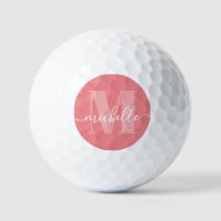 Corail rose Élégant Monogramme Moderne Boules de g